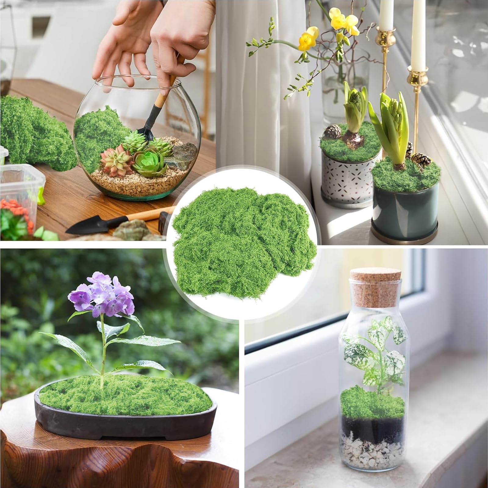 Muschio Stabilizzato 100g Muschio Finto per Decorazioni Verde Chiaro Stabilizzato Simulazione Artificiale Adatto Per la Decorazione del Giardino in Miniatura Artificiale