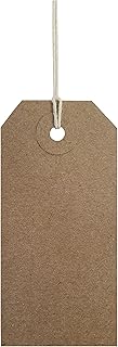 Swift Strung Tags Brown Reinforced Card Clothing Parcel Label String Hanging Gift Swing Tickets Kraft Hang Price Labelling 96mm x 48mm (Pack of 100)