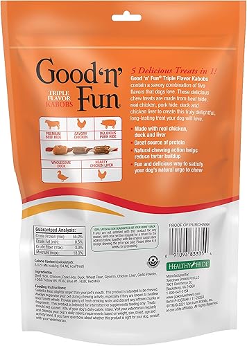 Vista 26 de Good 'n' Fun - Kabobs de triple sabor de 48 onzas, aperitivo de cuero crudo para todos los perros, 48 onzas (paquete de 4)