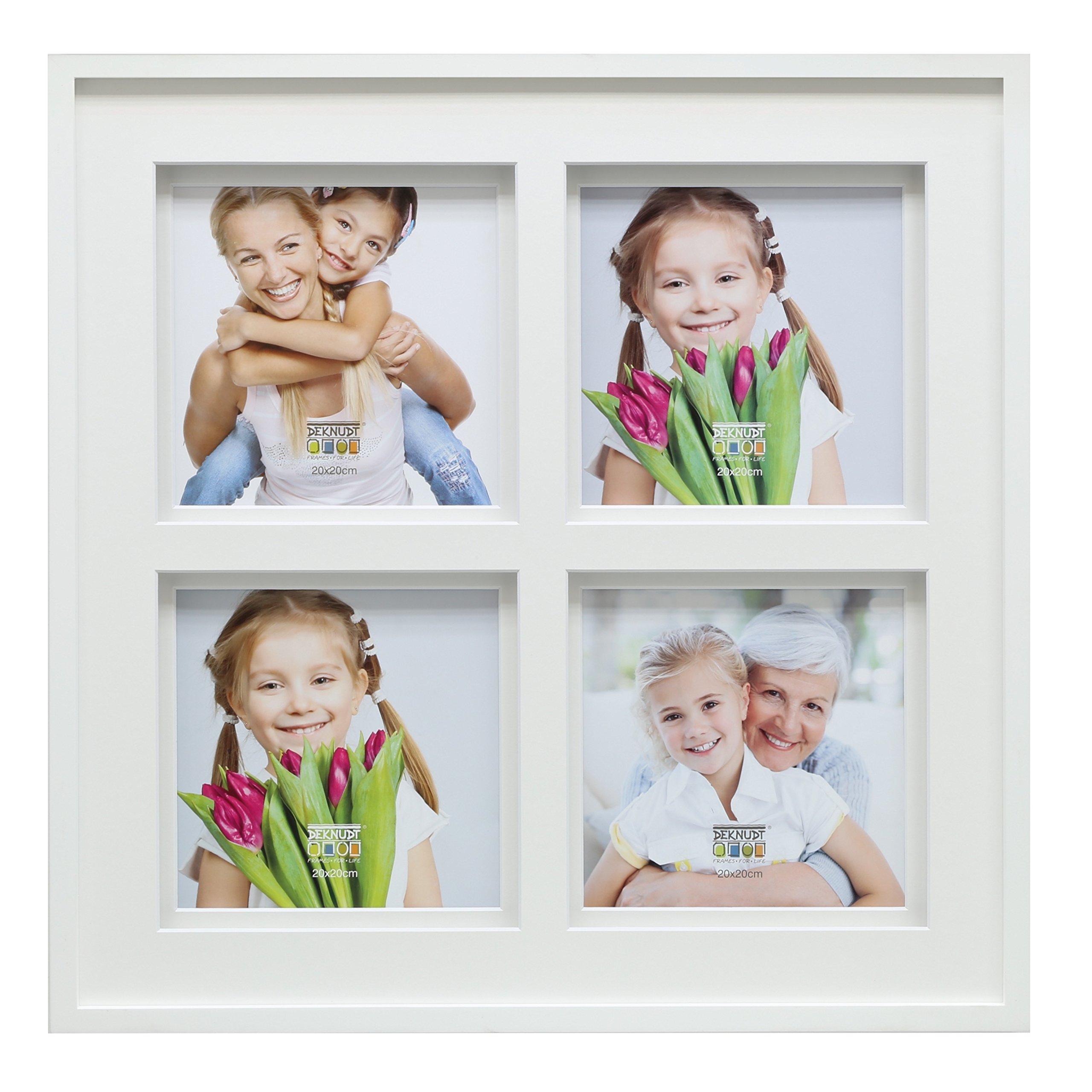 Picture Frame 20 x 20 Wood White with Double Pptt with Extra Space, 4 Pictures