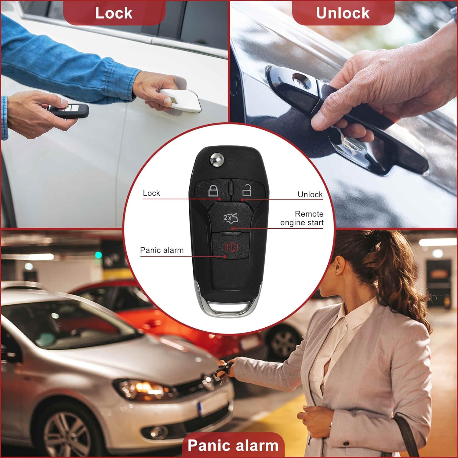 ACROPIX N5FA08TAA Keyless Entry Remote Key Fob for Ford Fusion 2013 2014 2015 2016 2017 315MHz Replacement Car Control Key Kit DIY Tool 4 Buttons Black