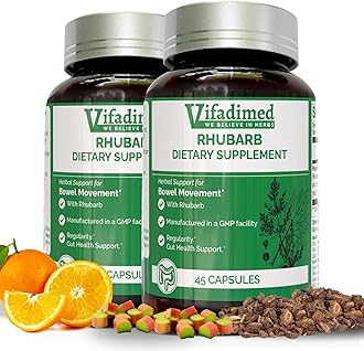 - VIFADIMED Rhubarb,Gut Motility Assist for Bowel Movement and Regularity,Constipation Relief,Bloating & Gas Relief,Mucus Production Activator,Lining & Microbiome Support, 90 Capsules