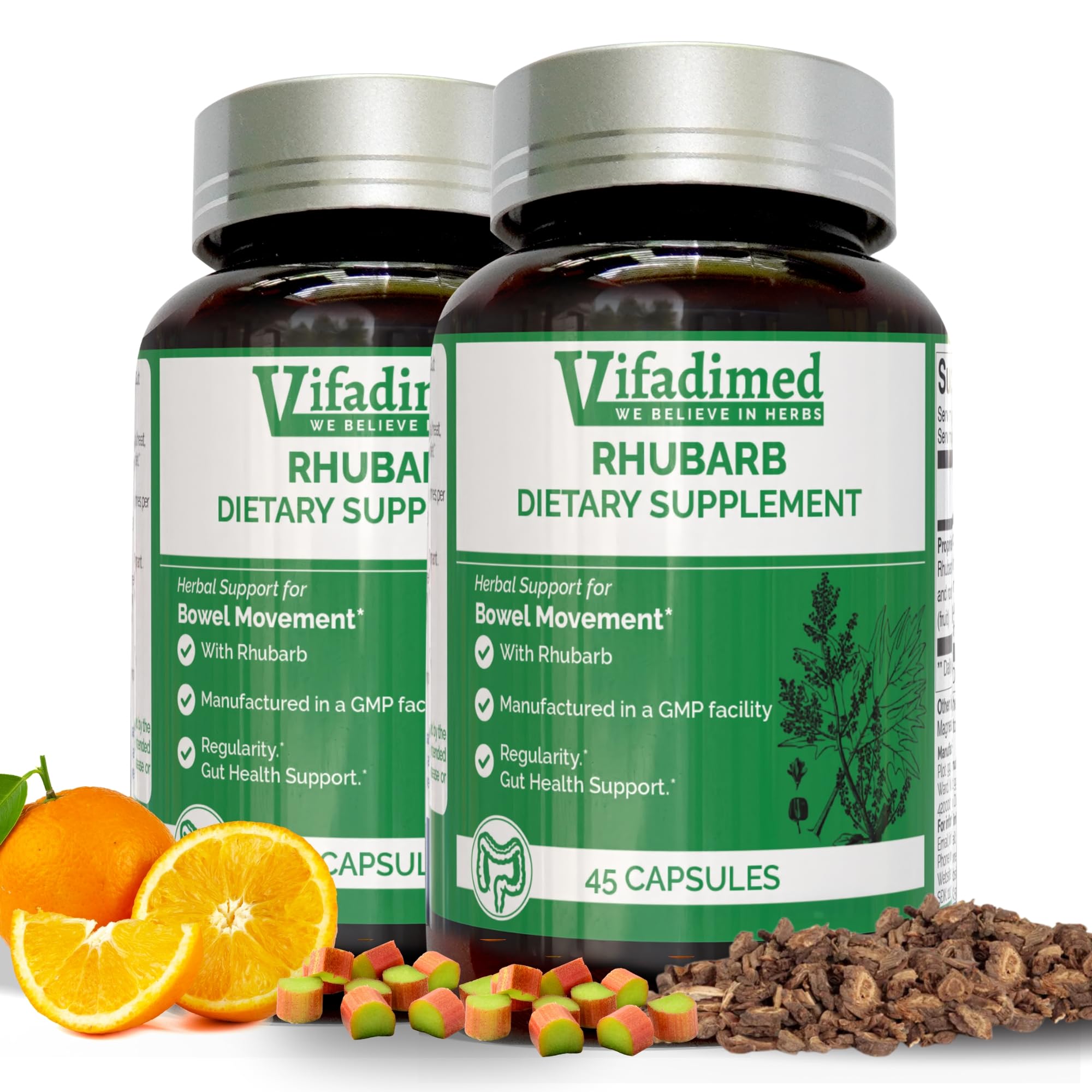 - VIFADIMED Rhubarb,Gut Motility Assist for Bowel Movement and Regularity,Constipation Relief,Bloating & Gas Relief,Mucus Production Activator,Lining & Microbiome Support, 90 Capsules