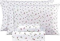 Vista 36 de Mooreeke Cómodo juego de sábanas de tamaño individual, floral, de microfibra, estampado, suave y transpirable, azul y beige, bajera ajustada que