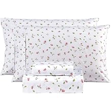 Mooreeke Floral King Sheets, Soft Breathable Microfiber Printed Bed Sheet Set, Deep Pocket Non-Slip Fitted Sheet Included, Flower Leaf Pattern