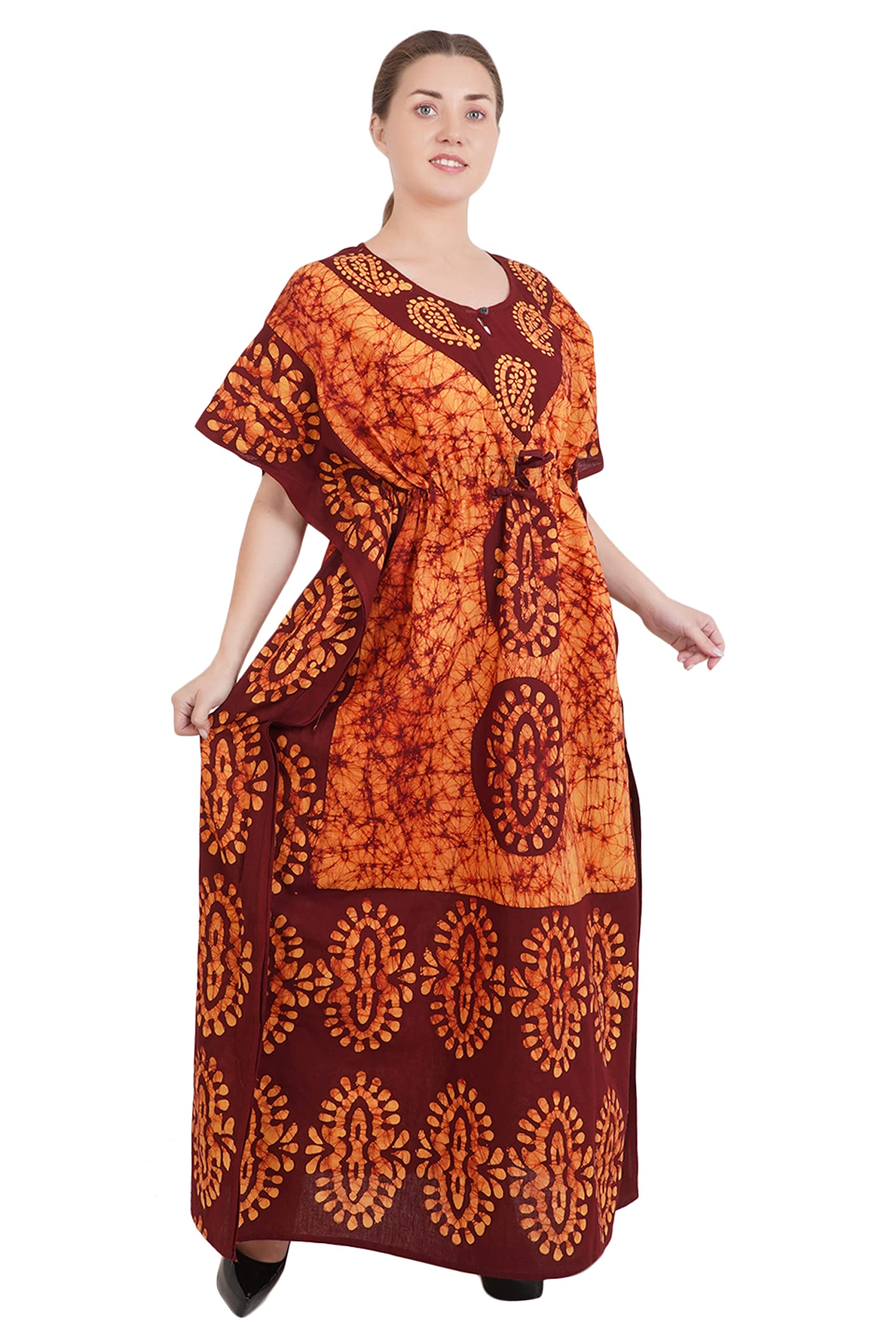 onekbhalo Women's Cotton Kaftan Nighty Night Gown-picture-48