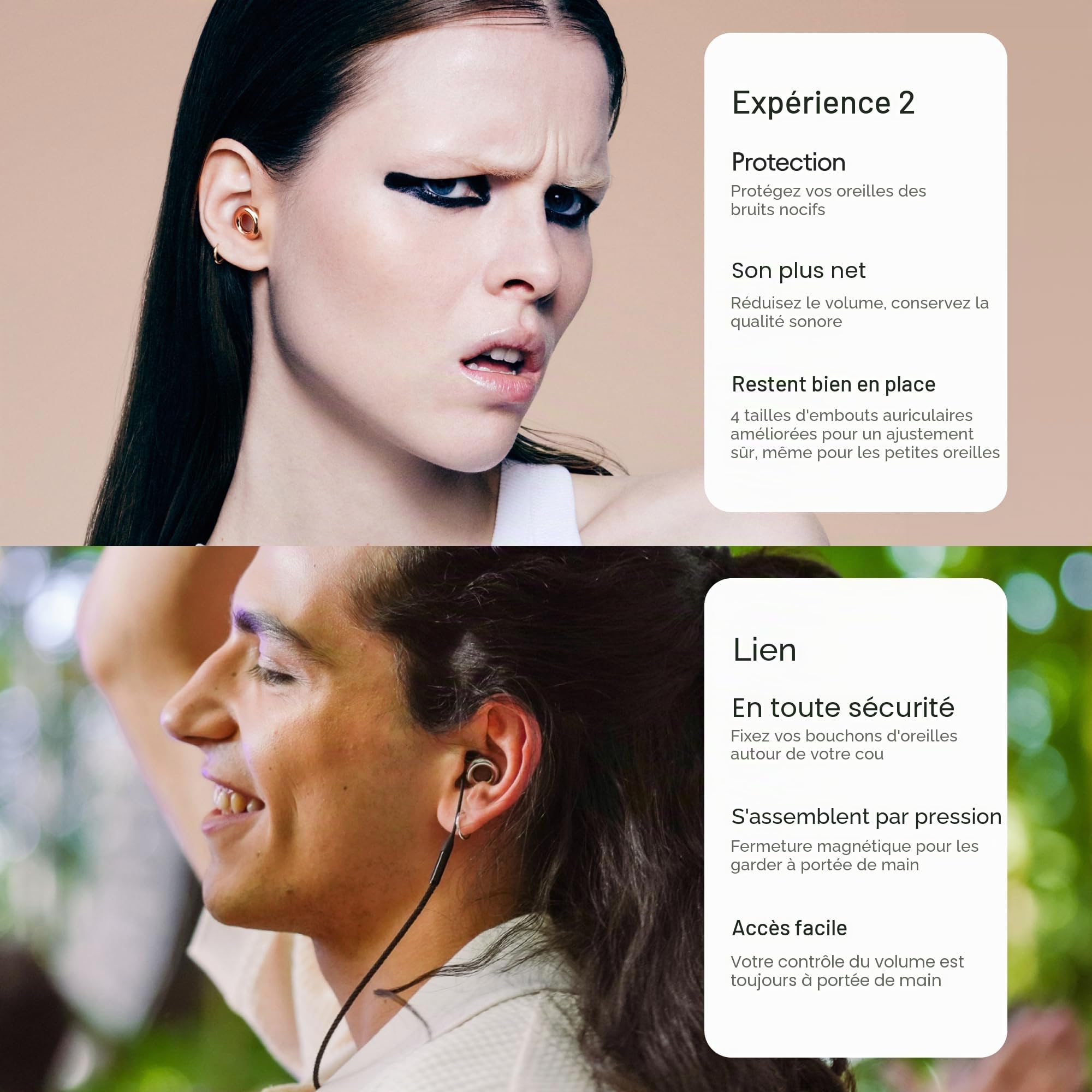 Loop Earplugs, coffret Experience Link – Experience 2 + Link | Bouchons d’oreille réutilisables pour la sensibilité au bruit, les concerts, spectacles, festivals, la conduite à mot