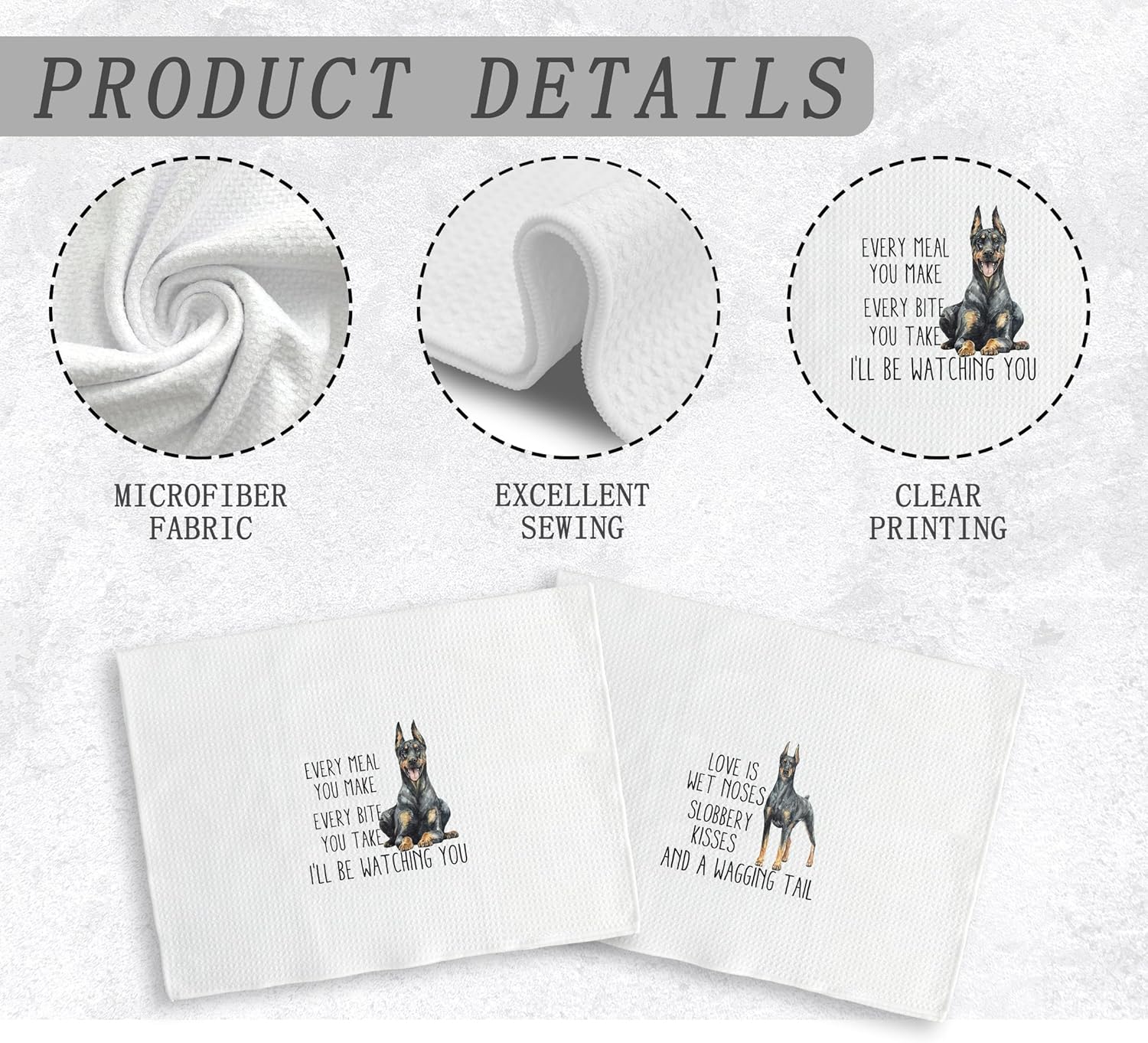 Doberman Dog Kitchen Towels and Dishcloths Set of 2, Doberman Dog Decor, Doberman Gifts for Women, 16×24 Inches - Image 6