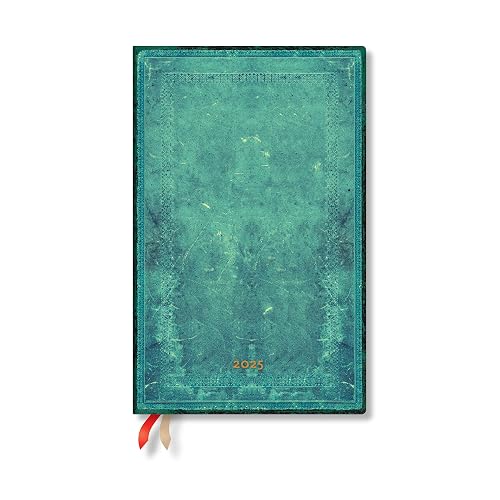 Paperblanks 12-Monatskalender 2025, Pazifikblau Schlicht, Maxi, Horizontal, Elastikband-Verschluss