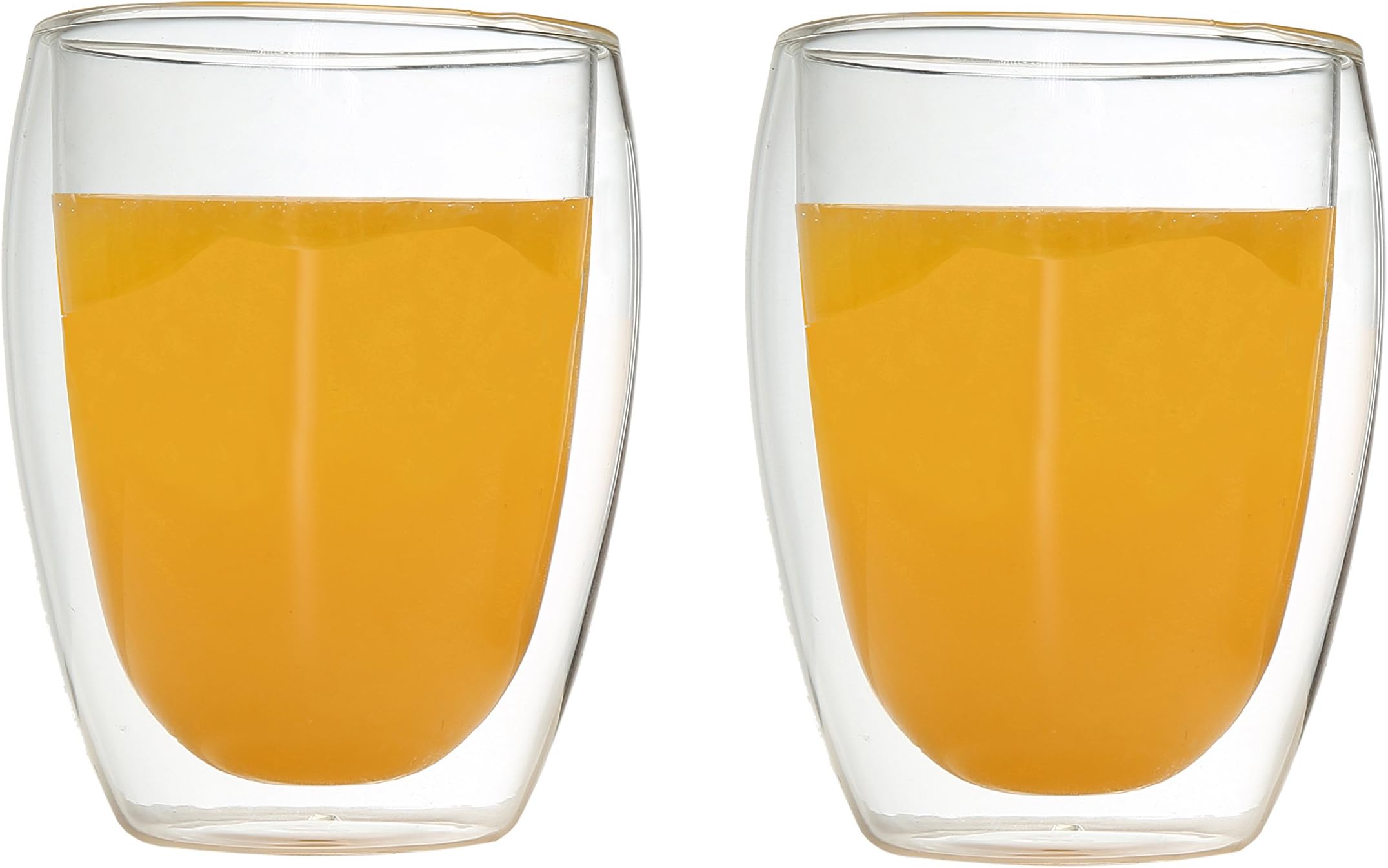 Rhysens Double Wall Glass Mug, Coffee or Tea Cup, 12oz, Set of 2 (Without Handle)