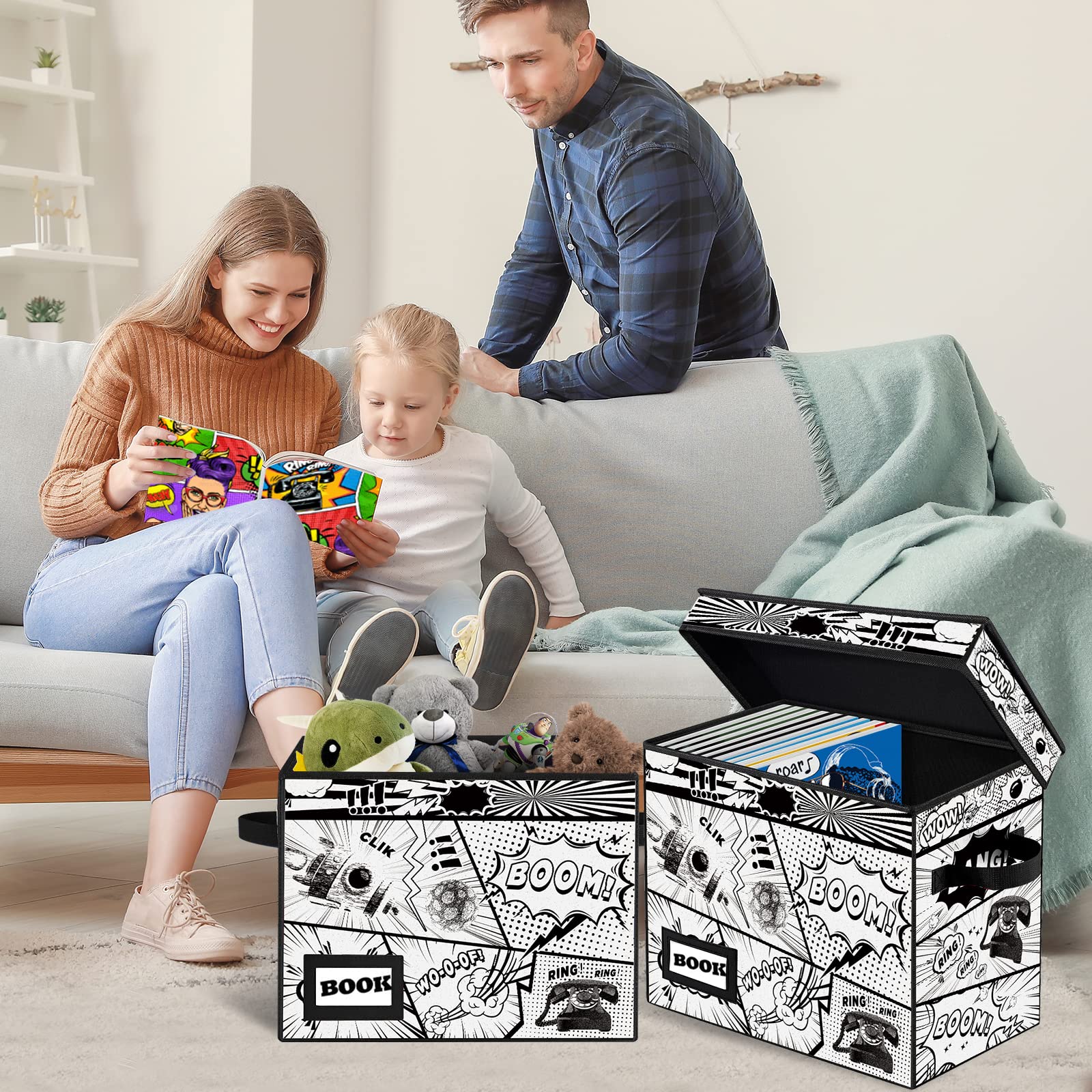 Comicbuch-Aufbewahrungsboxen, Schutz-Organizer, 40,1 x 19,8 x 30 cm, zusammenklappbar, kurze Box, für 160–180 Comic-Bücher, strapazierfähig, 10 Stück