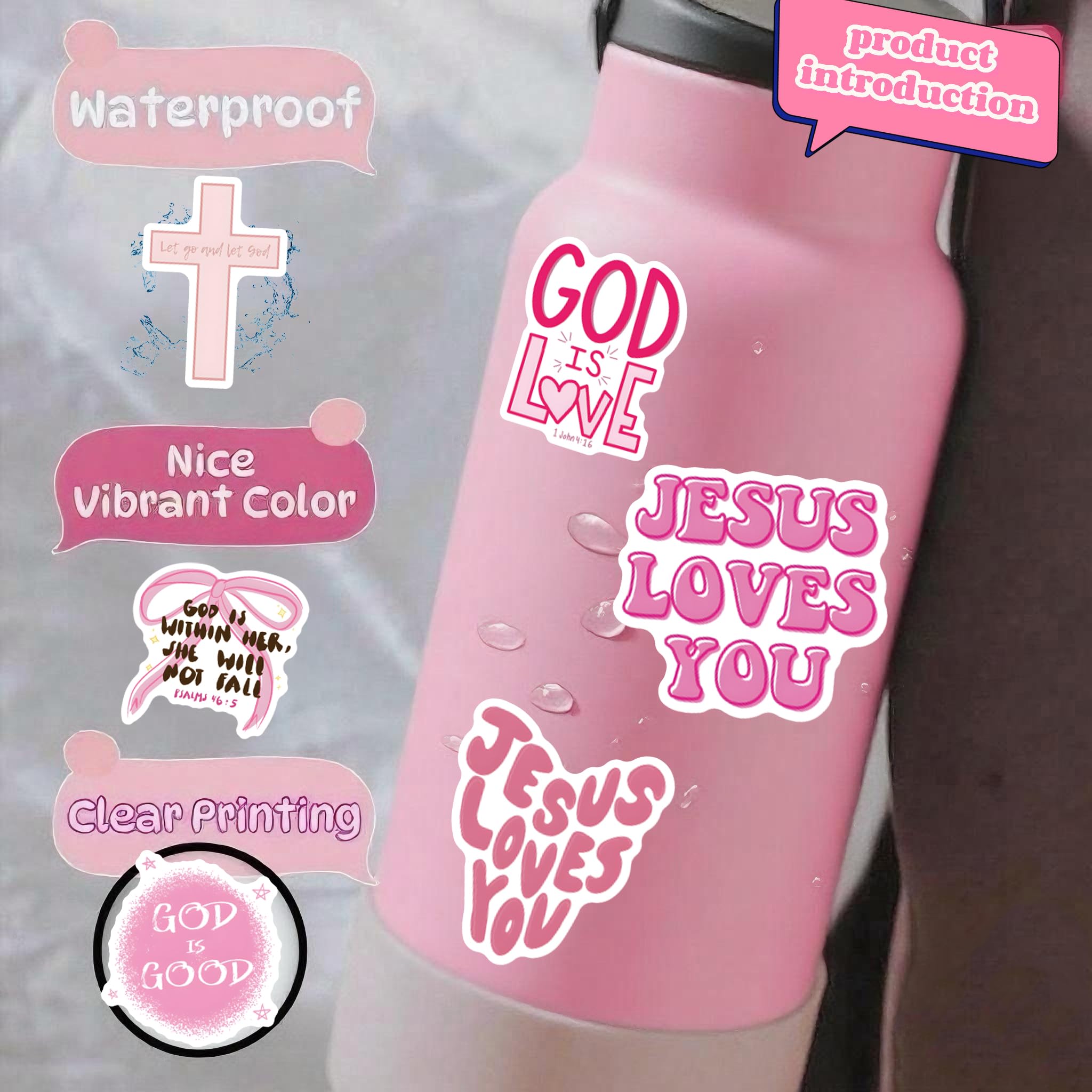 Snapklik.com : 110PCS Pink Christian Stickers,Christian Bible Verse ...
