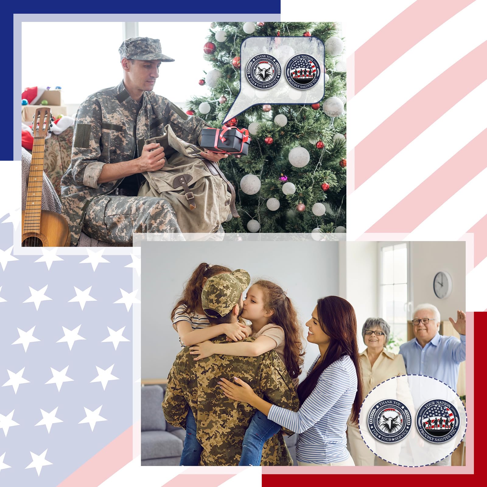 20 Pcs Military Challenge Coins - Veterans Thank You Service Coins, Aluminum Alloy, Bulk Set For Gifts