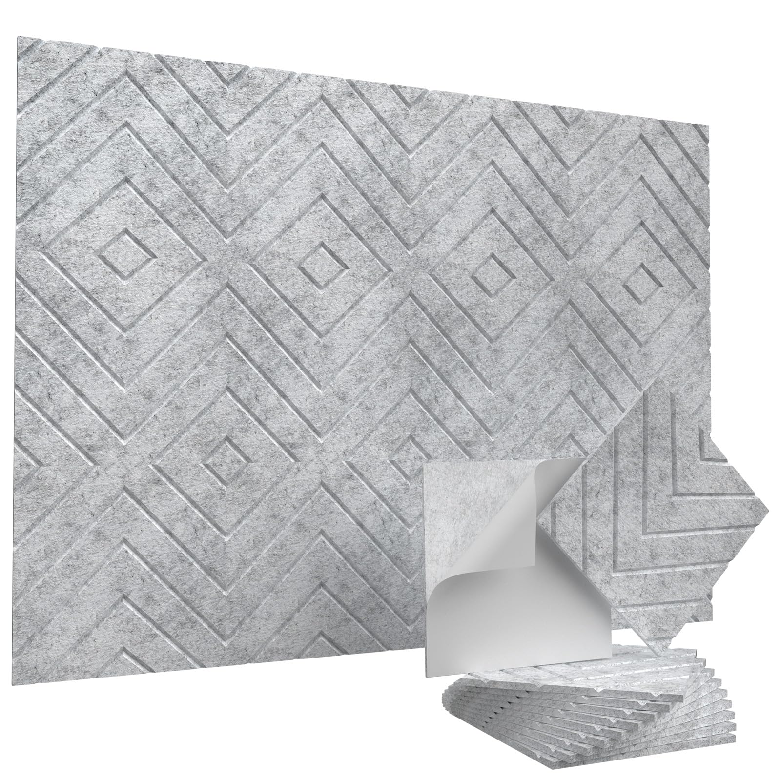 Vieshful Pannelli Acustici Autoadesivi 10 Pezzi 30x30x1 cm – Pannelli Fonoassorbenti Alta Densità per Parete e Soffitto – Insonorizzanti per Studio, Ufficio, Home Cinema, Grigio