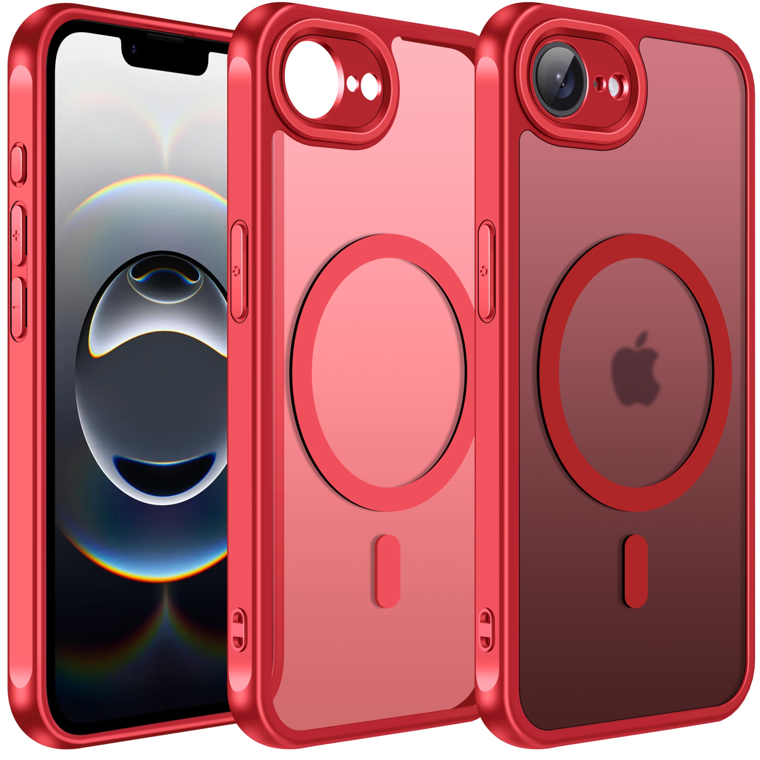 iVoler Cover Magnetica per iPhone 16e 6.1 Pollici, [Compatibile con MagSafe] [Protezione Antiurto di Grado Militare] Custodia Traslucida Opaca Posteriore Sottile Case, Rosso