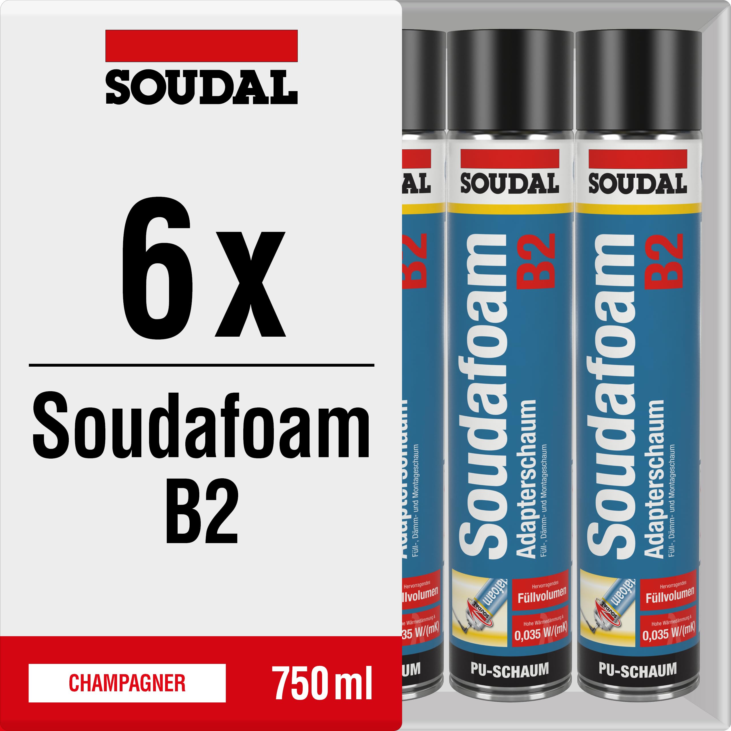 Füll- & Dämmschaum SOUDAFOAM B2 750 ml (Adapteraufsatz) Spar- Set (6)