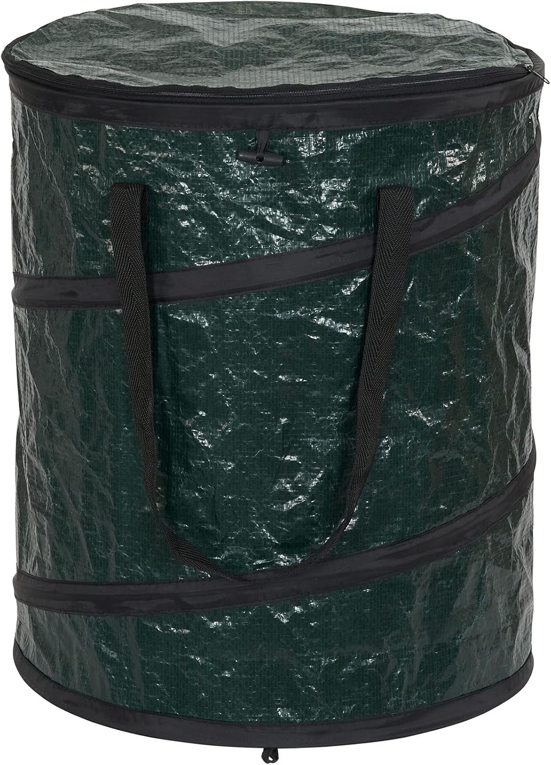 Household Essentials Pop Up Hamper, Pop Up Camping Trash Can, Great for Outdoor or Indoor Use, Portable and Collapsible with Zippered Top, Green