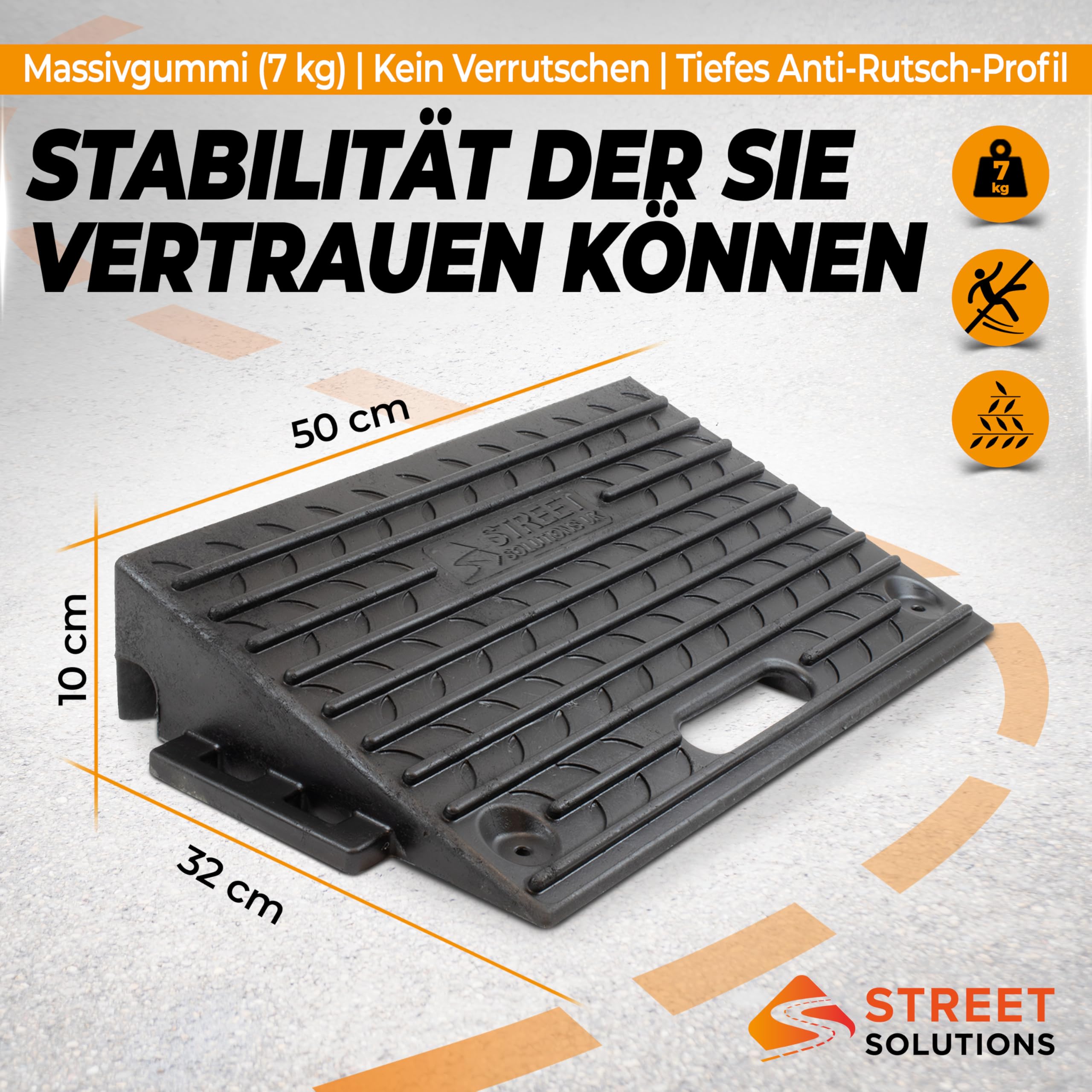 Street Solutions UK Bordsteinrampe Gummi 10 cm hoch - 2er Set rutschfeste Rollstuhlrampe für Autos, Treppen & Bordsteinkanten