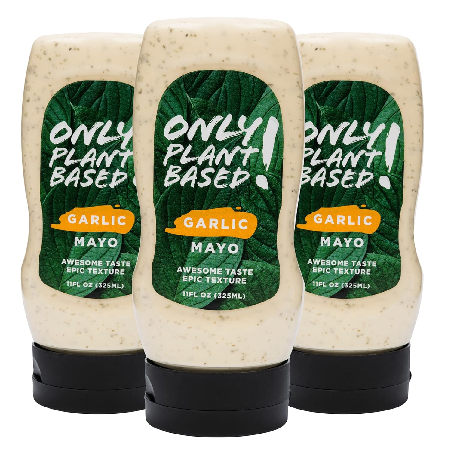 Only Plant Based Vegan Garlic Mayonnaise, Squeeze Bottle, 11 Fl Oz (Pack of 3)