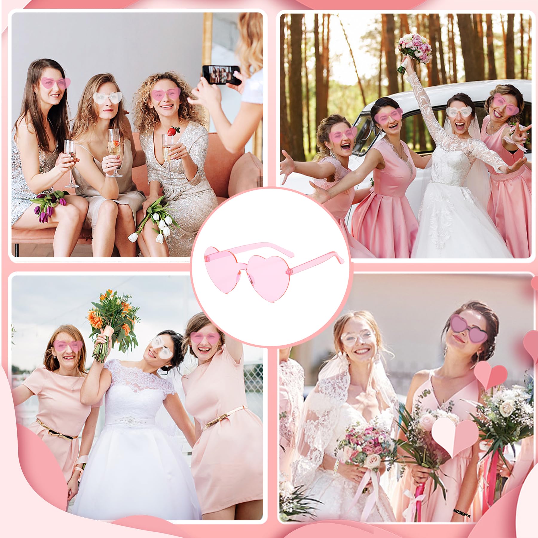 YeahBoom 36 sztuk bransoletek JGA Team Bride to Be, zestaw okularów przeciwsłonecznych z 12 serduszkami + 12 naklejek z tatuażem dla panny młodej + 12 bransoletek dla panny młodej, akcesoria dekoracyjne JGA