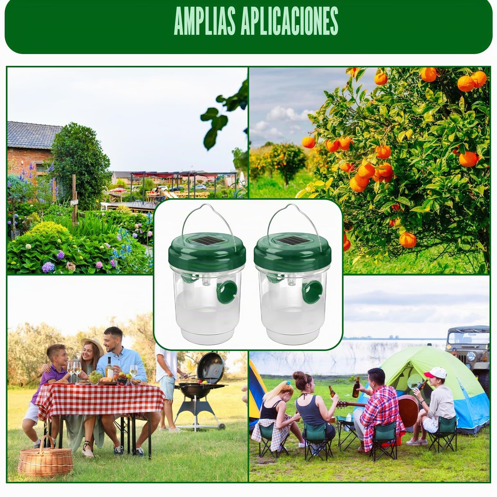 Trampa para avispas, paquete de 2 trampas para avispas para colgar al aire libre, reutilizables, impermeables, trampas para avispa chaqueta amarilla con luz LED, trampas eficaces para avispones