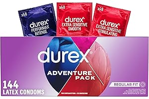 Durex Condoms Adventure Pack: Bulk Latex Variety with Smooth, Ribbed, and Stimulating...