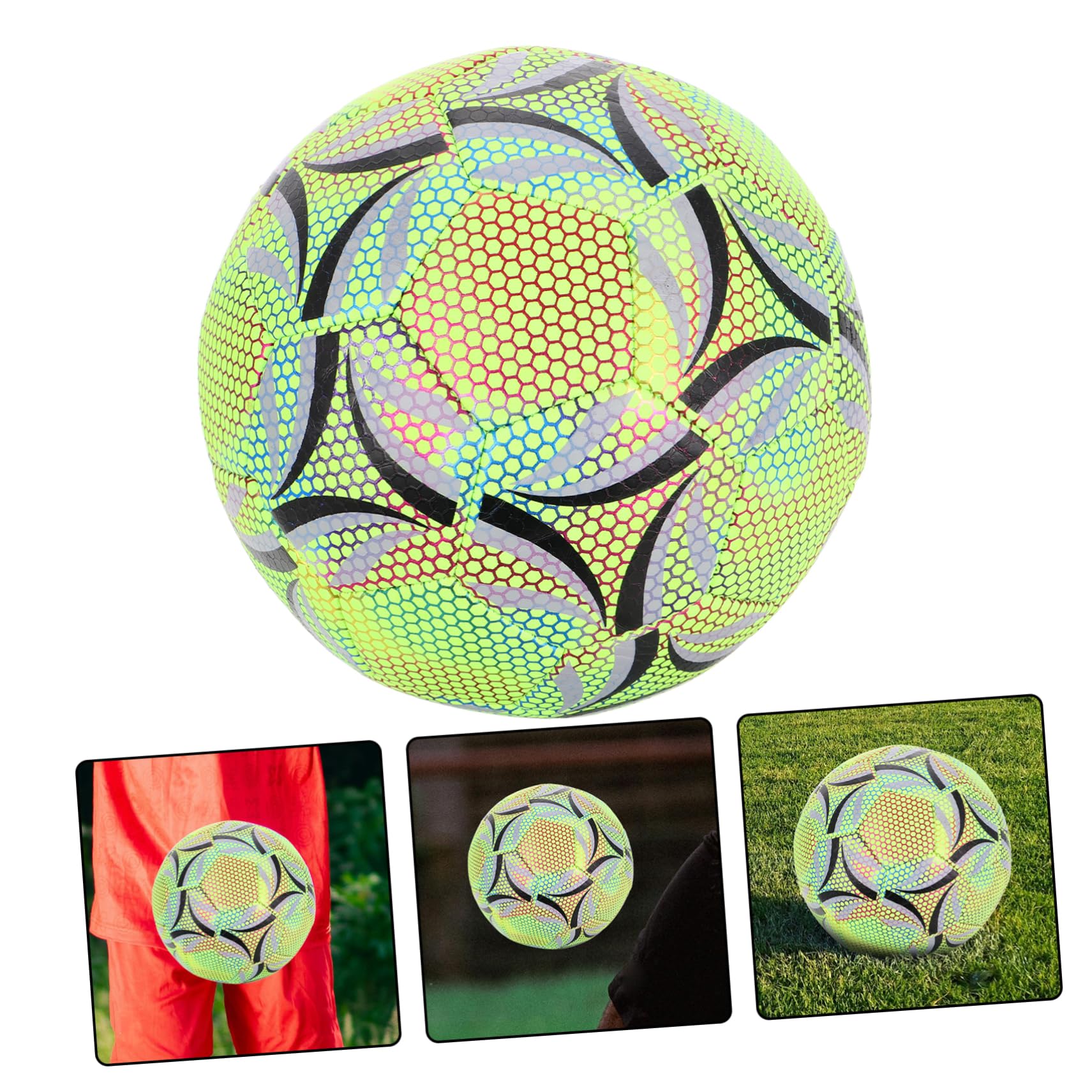 ibasenice Pallone da Calcio Luminoso Taglia 5 Pu Peso e Misure Ufficiali | Uso Allenamento e Partite Ufficiali, Design Ergonomico, Alta Durata, per Adulti e Giovani