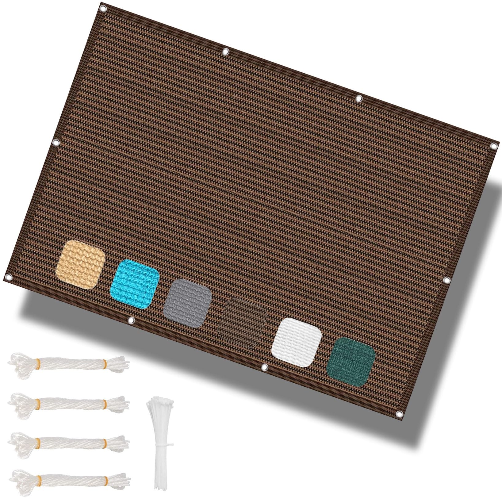 Voile d'ombrage anti-UV 98% en tissu respirant marron Outdoor Sun E