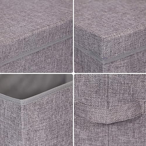 Miniatura 5 de Paquete de 4 cajas de almacenamiento plegables grandes con tapas, cubos de almacenamiento de tela, contenedores de tela, cestas para armario, ropa,