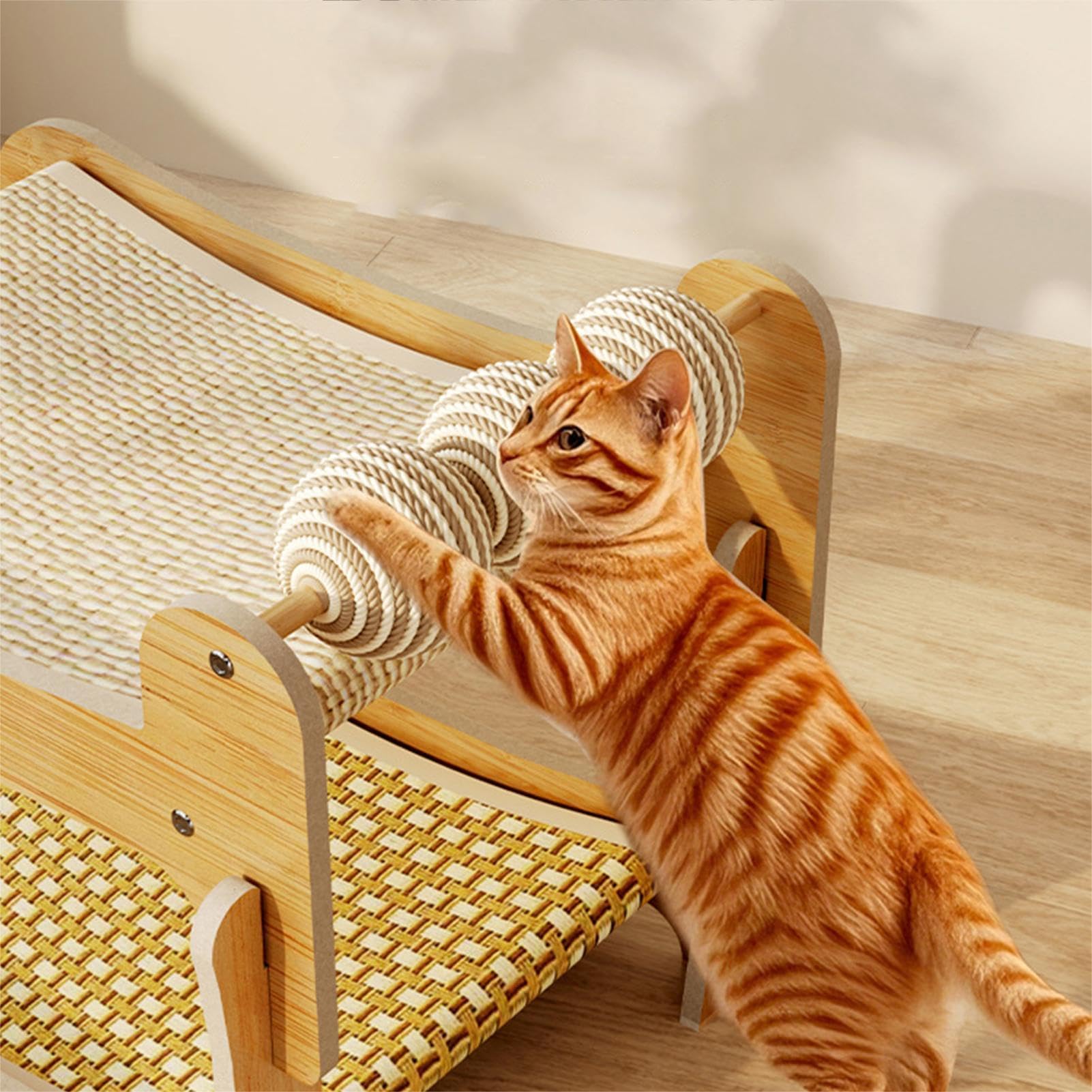 Cama Elevada para Gatos Hamaca lavable de madera transpirable 2 capas | Cama Litera Para Gatos De Interior En Hogar, Dormitorio, Apartamento, Habitación, Salón, Residencia, Piso, Cuarto,