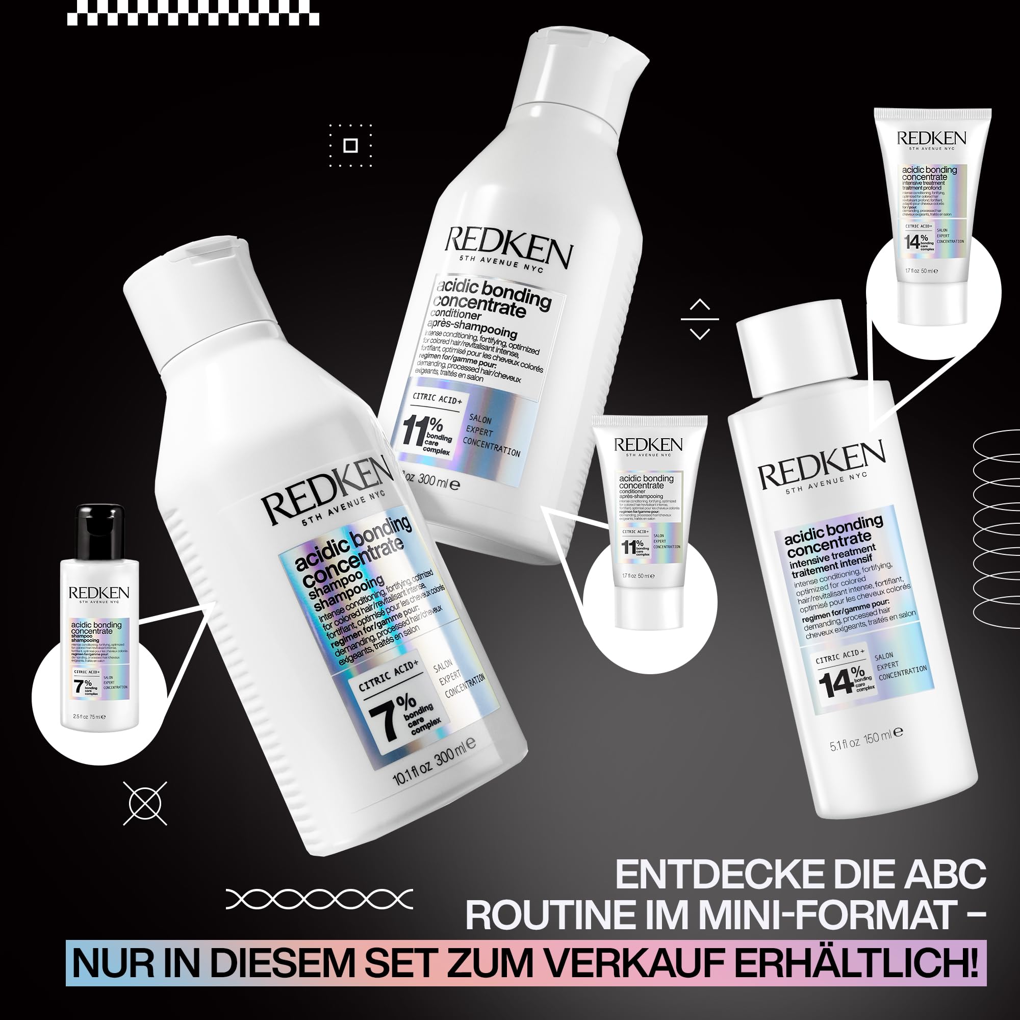 Redken ABC Probierset: Reisegrößen Shampoo, Spülung & Pre-Treatment