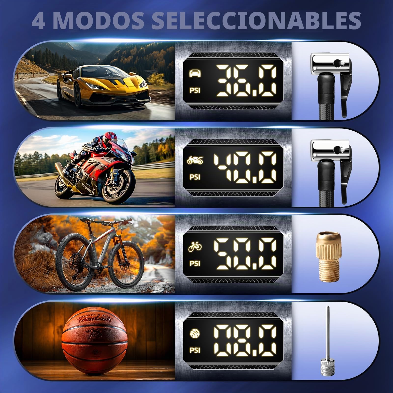 Zune Lotoo Compresor Aire Portatil 150PSI, 9000mAh Inflador Ruedas Coche Recargable con Pantalla Digital LED, Mini Bomba de Aire Electrica con Cable de 12V CC y Luz LED para Coche Moto Bicicleta Bola