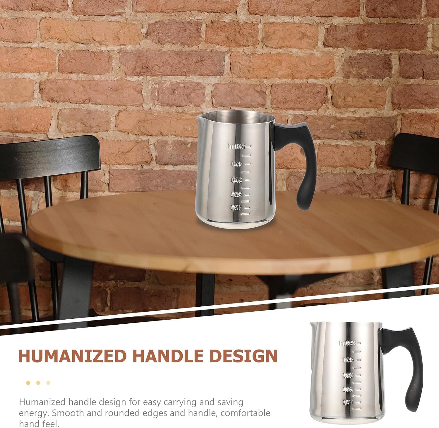 Stainless Steel Milk Frothing Pitcher with Handle and Spout Ml