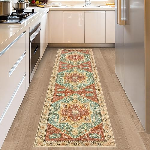 Miniatura 2 de RUGxDJ Alfombra de pasillo bohemia de 2 x 6 pies, lavable, alfombra persa para entrada, alfombra de pasillo de 6 pies, antideslizante, vintage,
