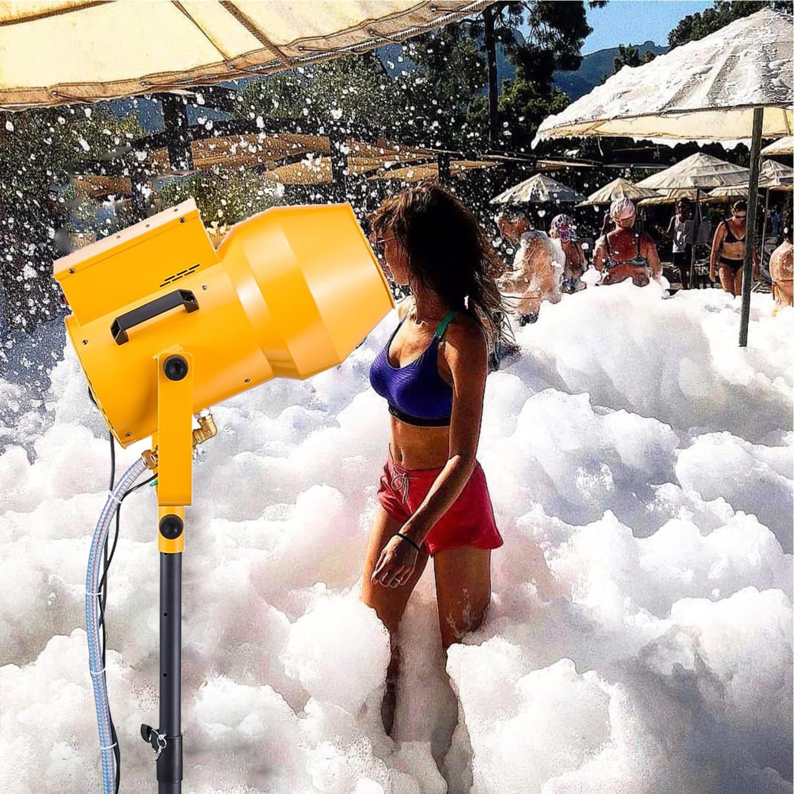 Canon à Mousse Haute Puissance 1 000 W, Machine à Mousse avec Jet d'effet, Production de Mousse 20 m³/Min, pour soirée Disco de Noël,Yellow