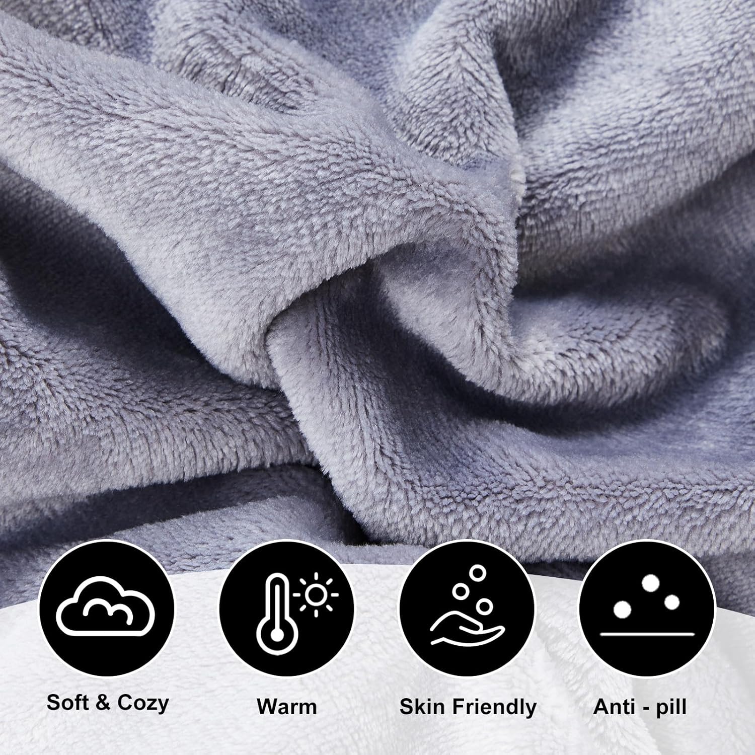 2 Pcs Sleeping Bag Liner for Adult, 86 x 41 Inch Grey Flannel Fluffy Sheet & Camping Sheet for Autumn Winter Warm Thick Sheets for Backpacking, Hotel, Traveling, Sleeping Bag with Zipper