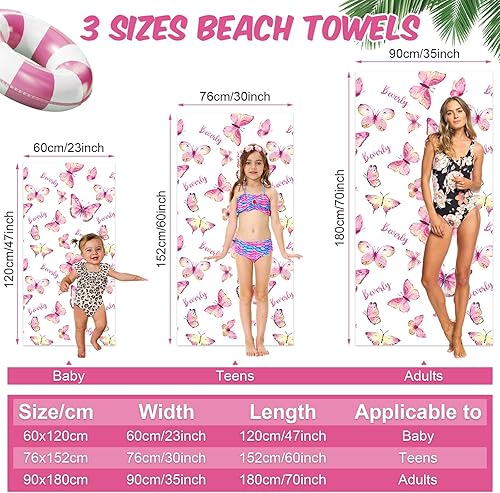 Miniatura 6 de NIBESSER Toallas de playa personalizadas con nombres para niños y adultos, microfibra de secado rápido, toalla de playa personalizada de viaje sin