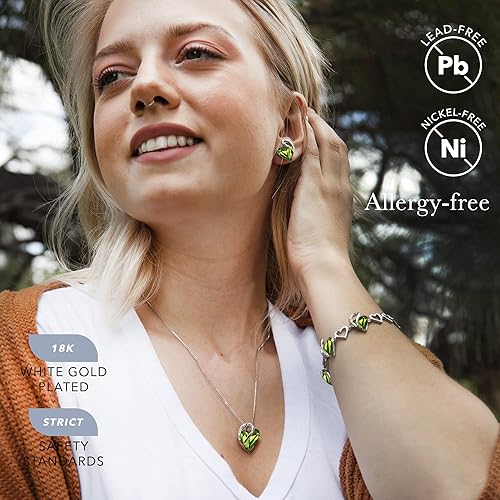 Miniatura 4 de Leafael Collar de corazón de amor infinito, aretes y pulsera para mujer, joyería de cristal de piedra natal de agosto, regalos de tono plateado