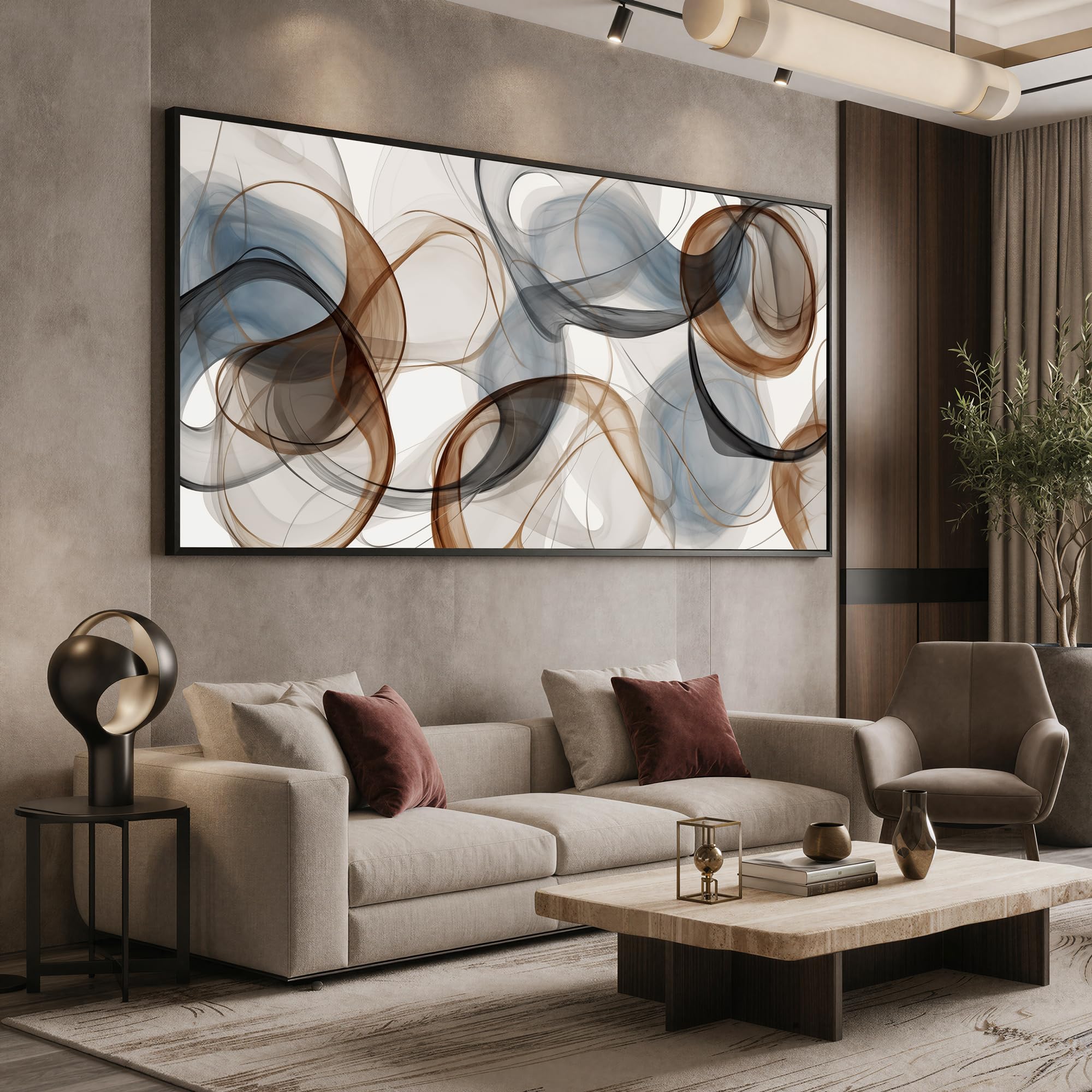 AOZEMI Light White Wall Art Abstract Wall Painting for Office