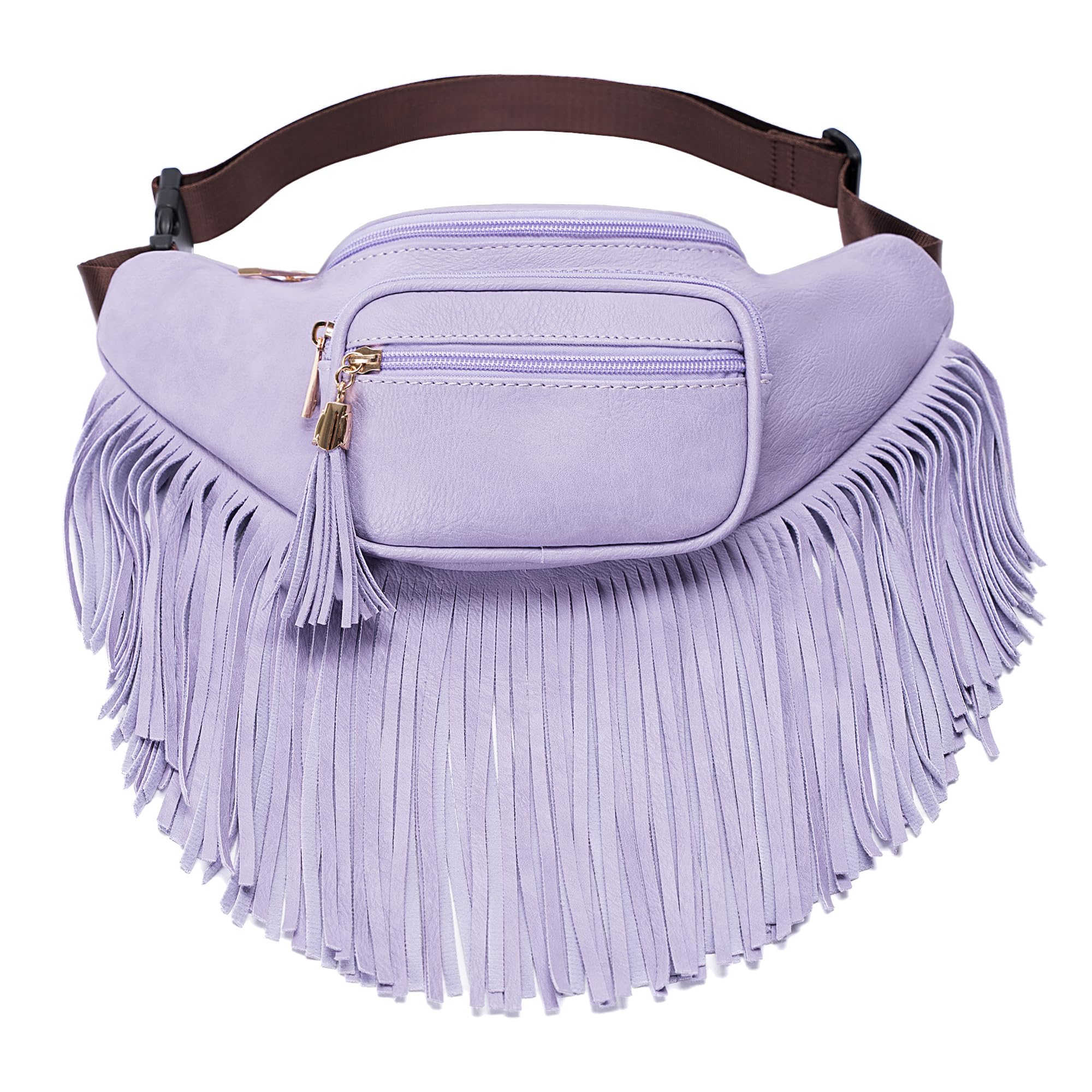 Solene Fringe Waist bag for women with Multi Zipper Pockets