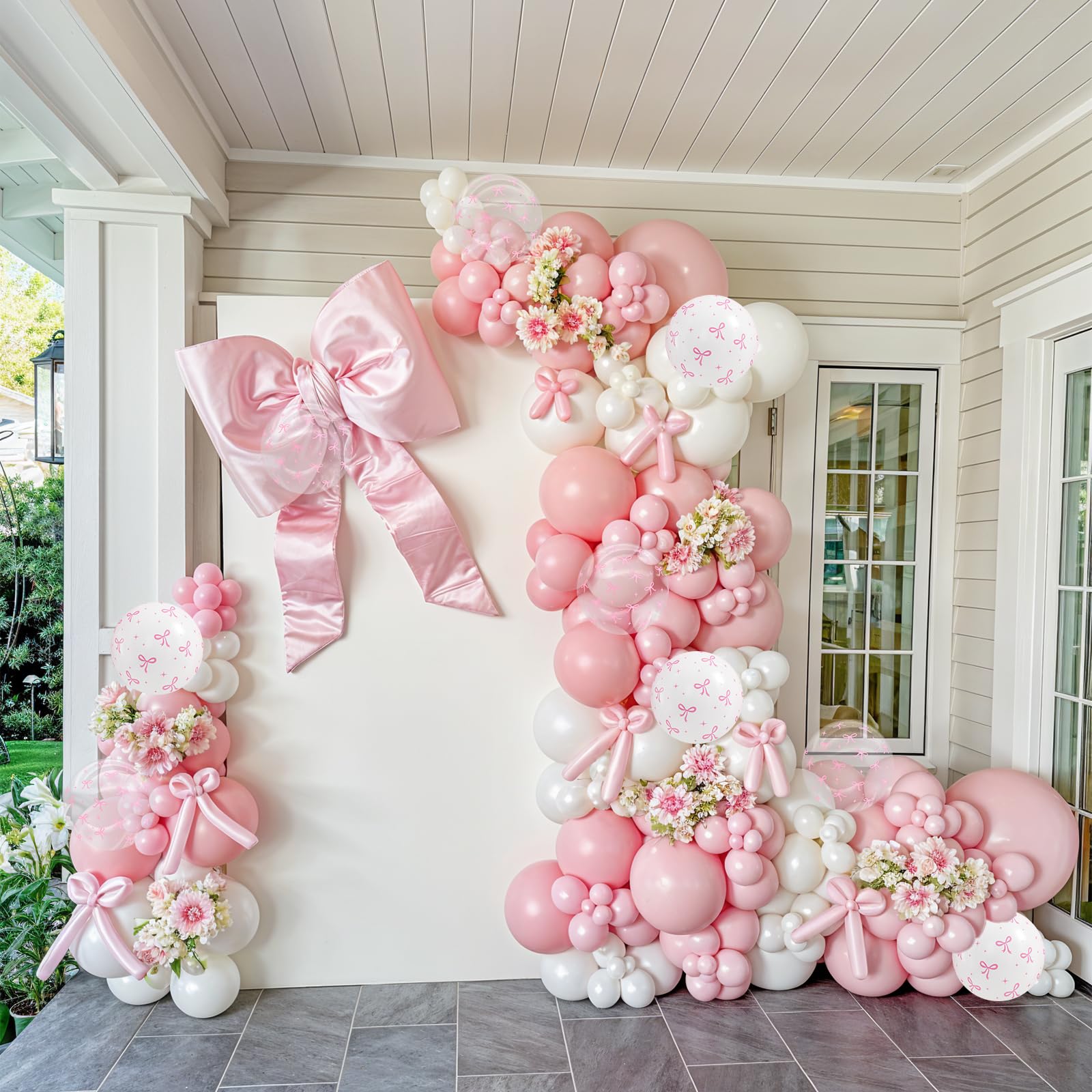 Rosa Schleife Luftballons 30,5 cm Pastell Helles Baby Rosa Weiß Kokette Ballon Bogen Druck Party Ballon für Mädchen Frauen Prinzessin Braut Babyparty Kokette Geburtstag Thema Hochzeitstag Dekor