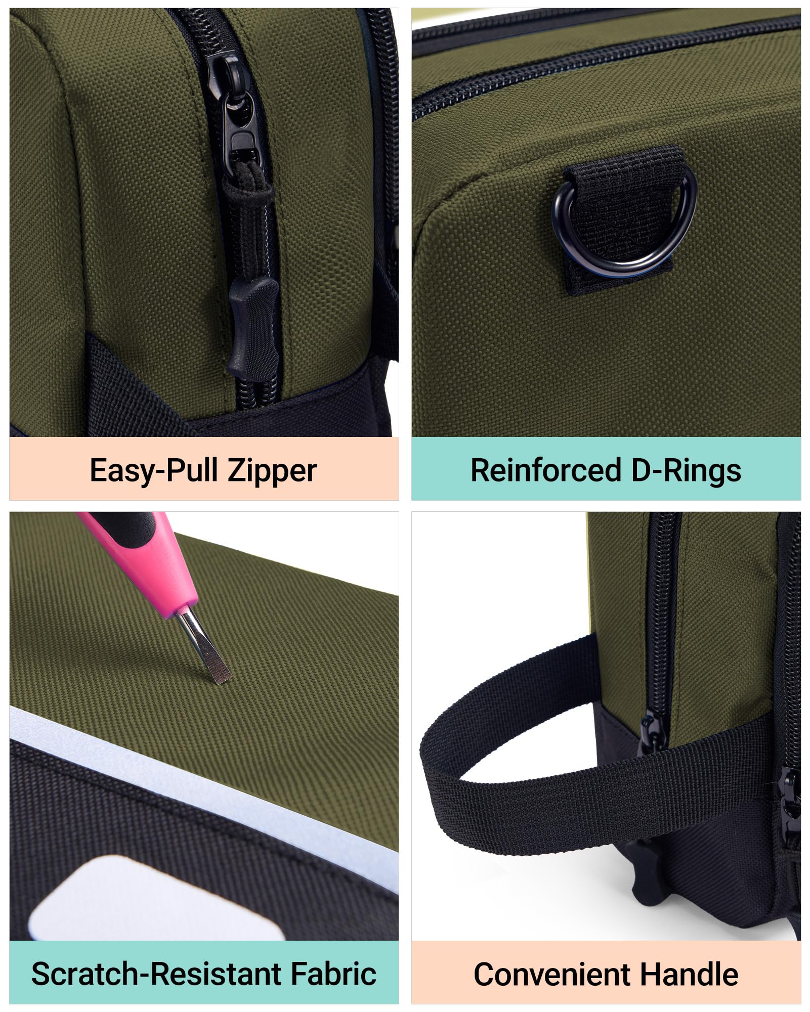 Lot de 2 sacs à outils – Organisateur multi-poches compact avec sangle réglable et mousqueton. Parfait pour ranger votre sac à outils. Zone d'étiquette incluse