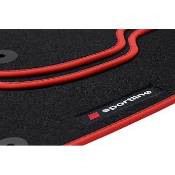 shareplus24 PV100 Floor Mats Rubber Mats Sportline Design Compatible with Audi A1 8X Sportback Saloon 2010-2018 Tape Edging Red