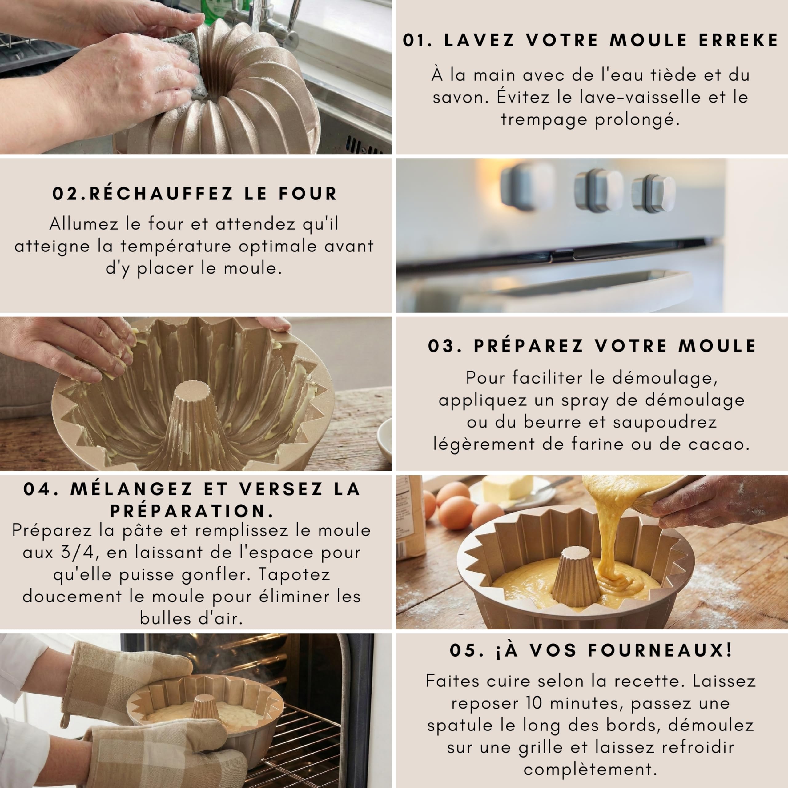 Erreke Moule à Gâteau avec Double Revêtement Antiadhésif, Gleam | Moule Kouglof. Moule Gateau. Aluminium Moulé Résistant. Savarin Cuisson Uniforme. Pour Pâtisserie. Flan. Pudding. Gelée