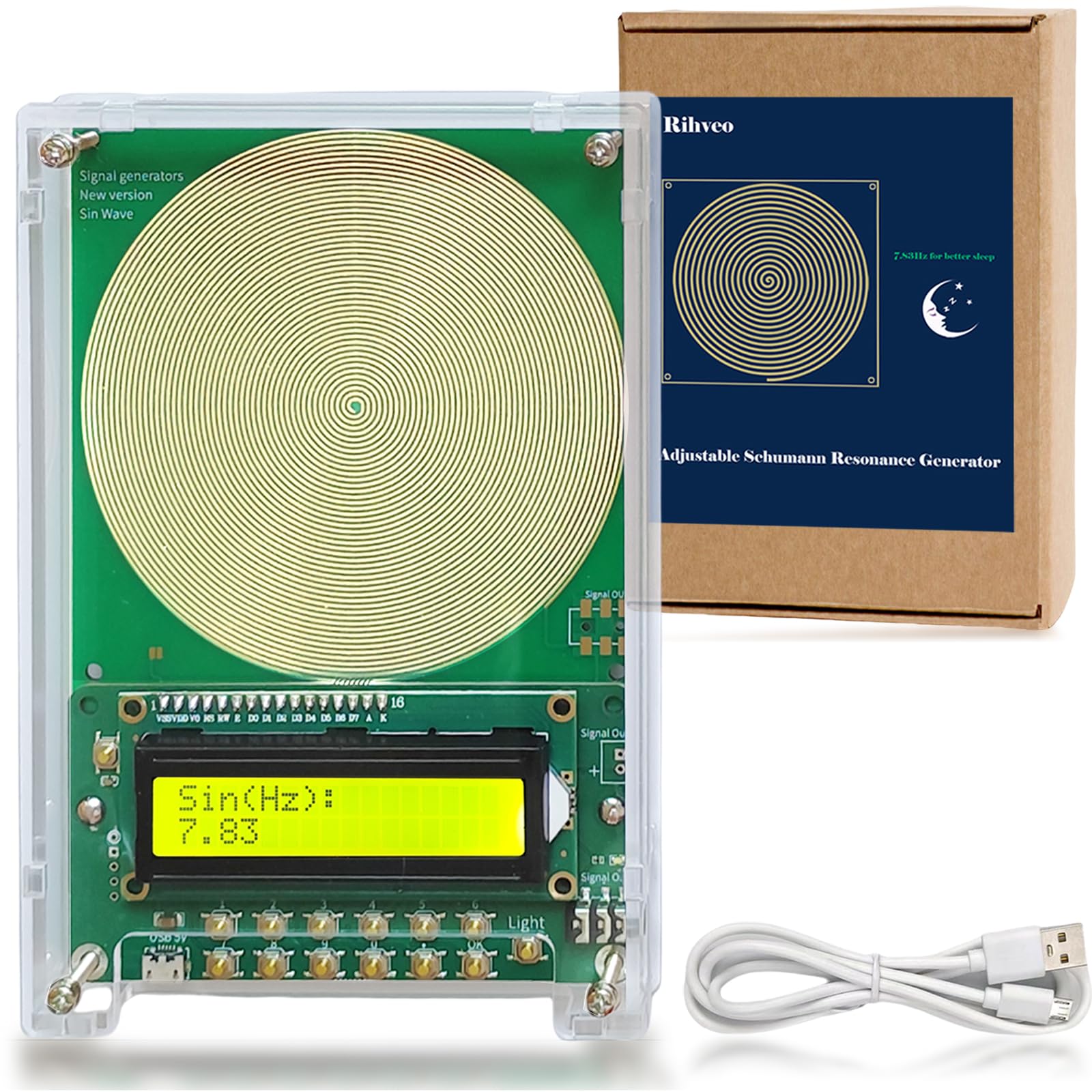 adjustable frequency generator for healing 001hz-299khz 783hz schumann resonance generator sine wave frequency healing device for improving sleep amp meditation usb powered