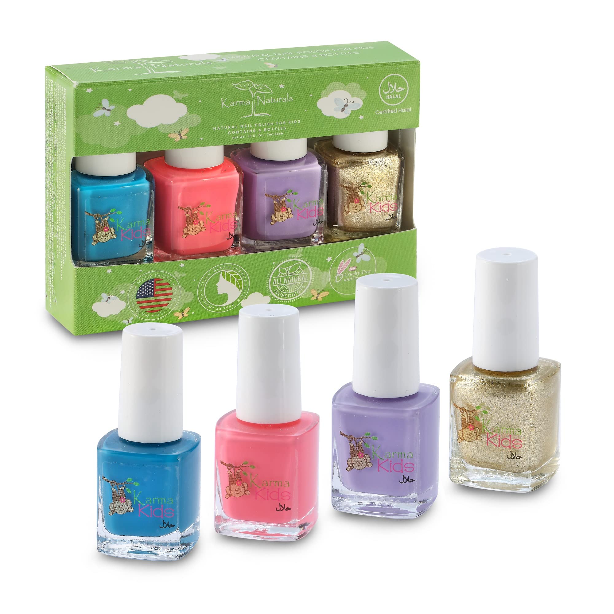 Certified Halal Kids Set Vegan and Cruelty Free Nail Polish - Pack of 4