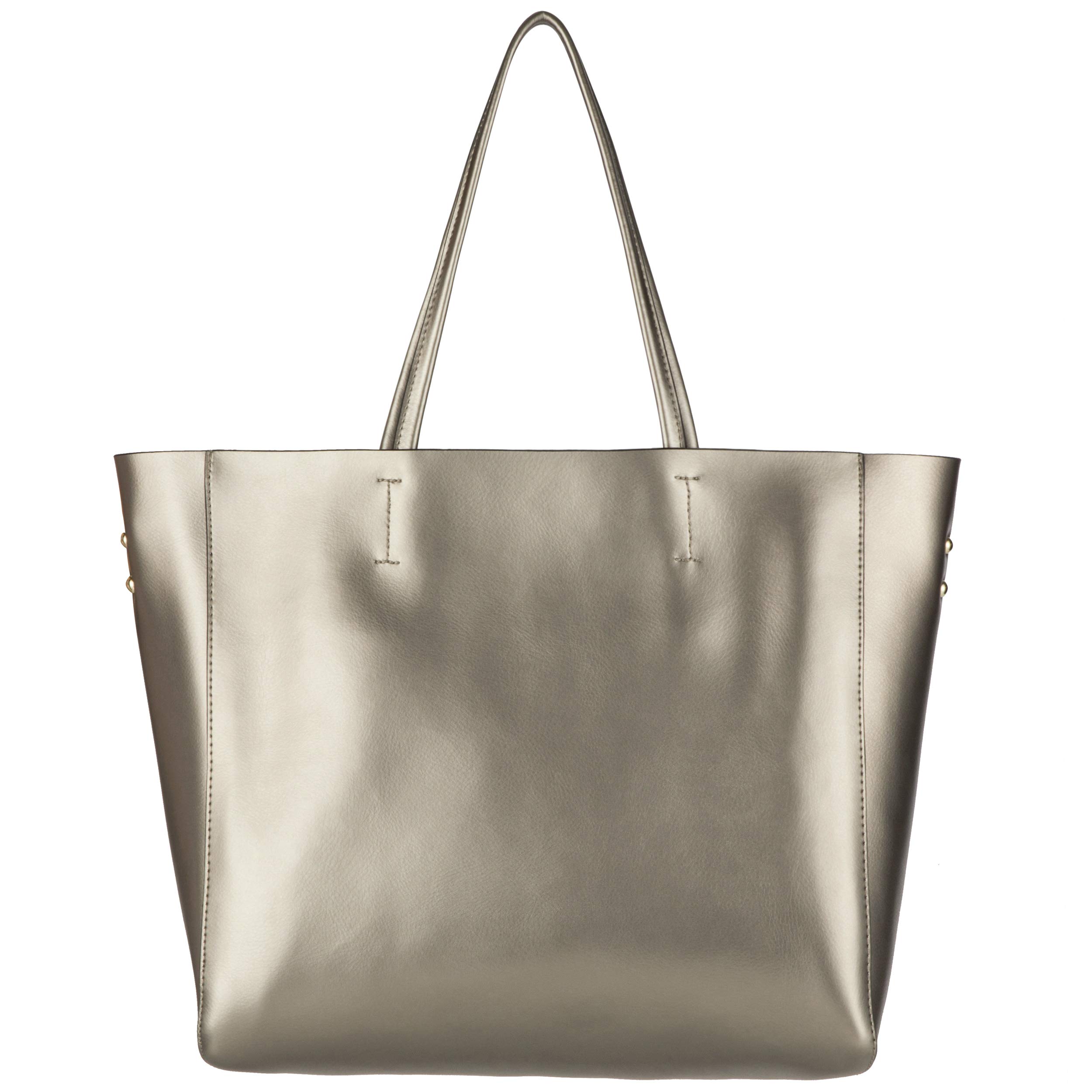 Women's Genuine Leather Handbags Shoulder Bags Satchel Large Tote Bags (Silver)