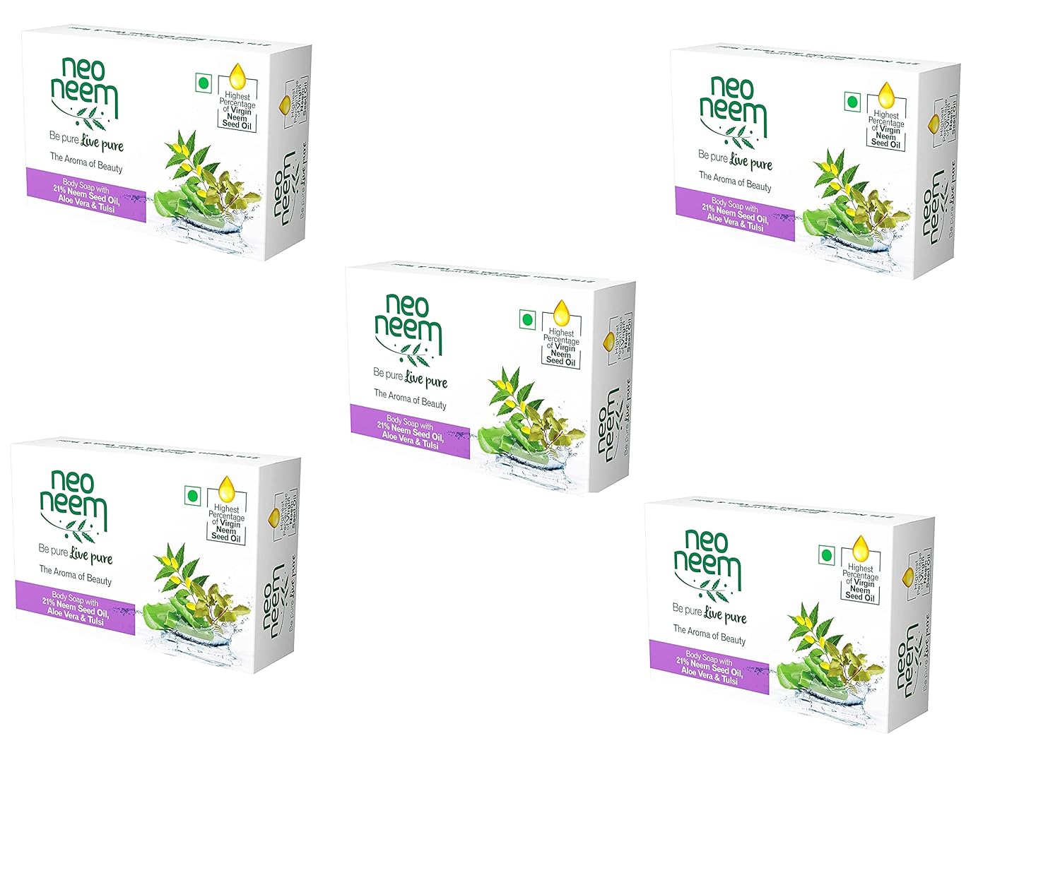Buy GNFC Neo Neem Soap with Aloe Vera and Tulsi (Pack of 5)/ Best for