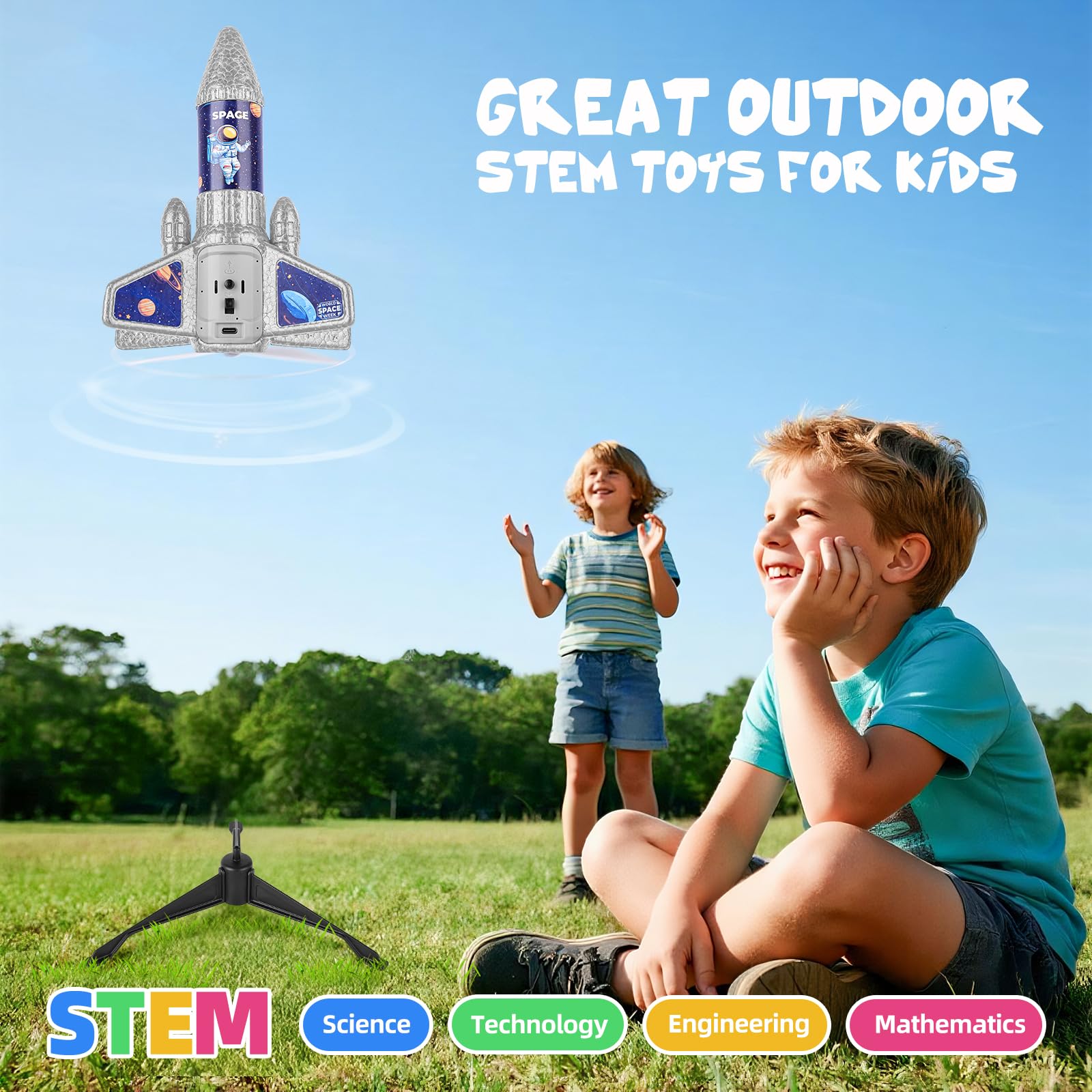 Cohete Juguete Lanzador con Paracaídas, Cohete Eléctrico Recargable con Indicador de Carga, Juguete de Exterior Fácil de Usar, Material EPP Duradero, Adecuado para Niños de 5 a 13 Años - 3