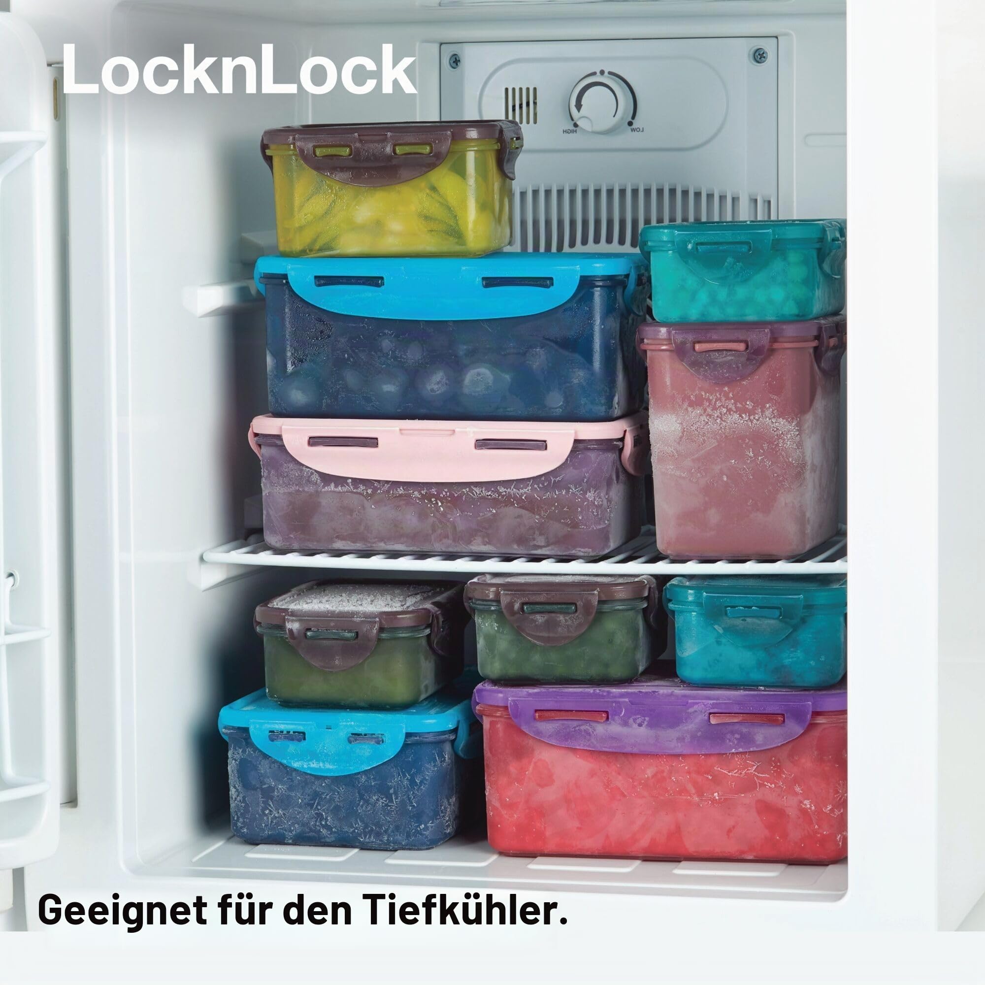 LocknLock Eco Rechteckige Frischhaltedosen mit Deckel, 5er-Set, Kunststoff, luftdicht & wasserdicht, Lebensmittelbehälter, BPA-frei & spülmaschinenfest, 5 x 1 l